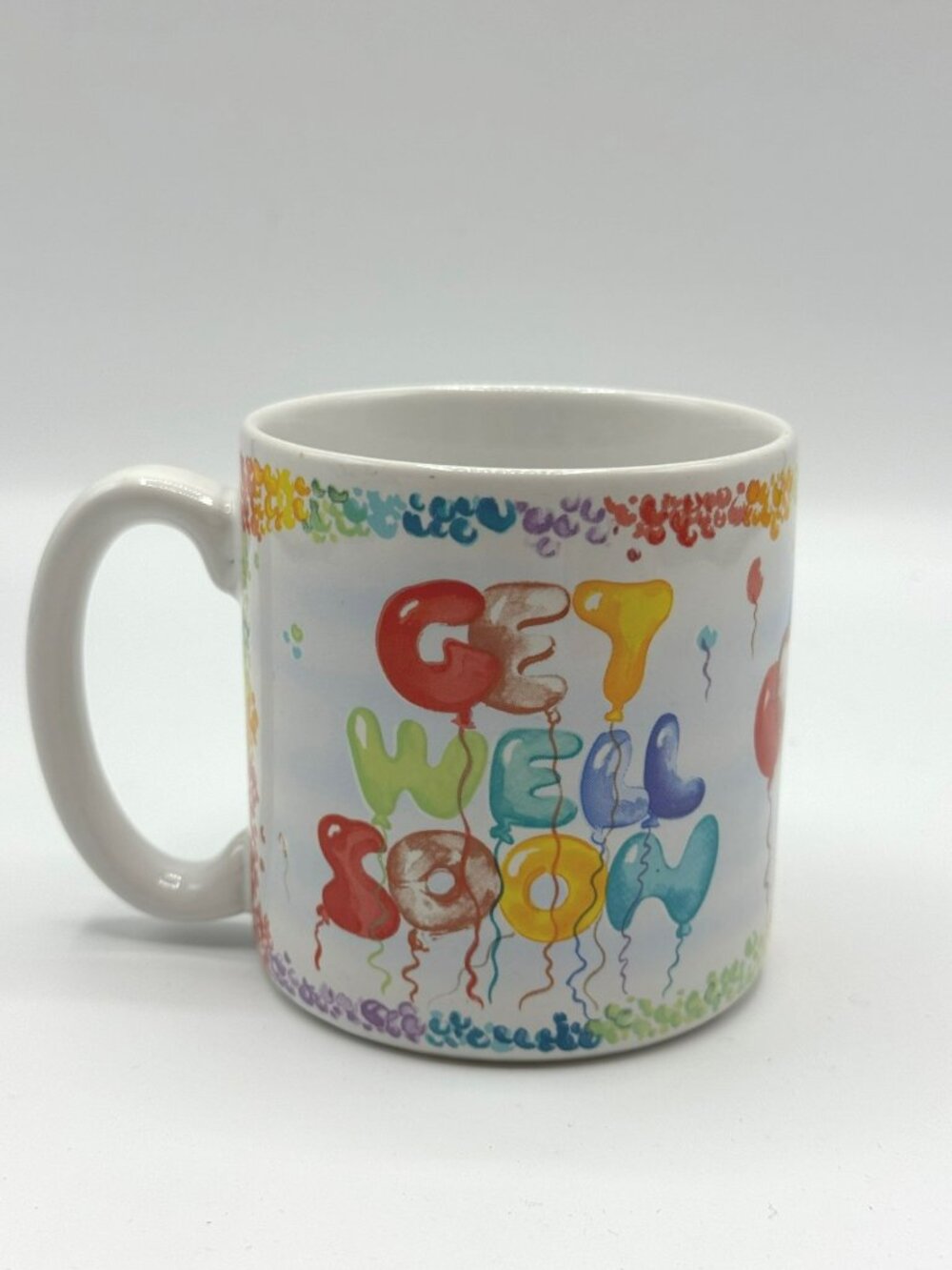 Get Well Soon Mug Balloons 1989 Vintage Ceramic 10oz Coffe Cup Colorful - Picture 3 of 10